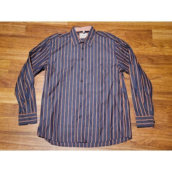 Haupt Size Large‎ 16.5 41/42 Blue Orange Striped Button Up Shirt - Picture 1 of 4